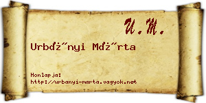 Urbányi Márta névjegykártya