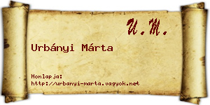 Urbányi Márta névjegykártya