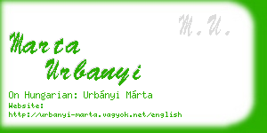 marta urbanyi business card